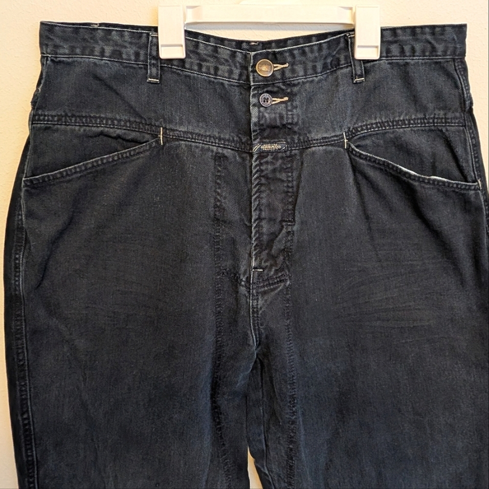 90s Marithe Francois Girbaud Yoke Baggy Jeans on blue black sz 38 EUC